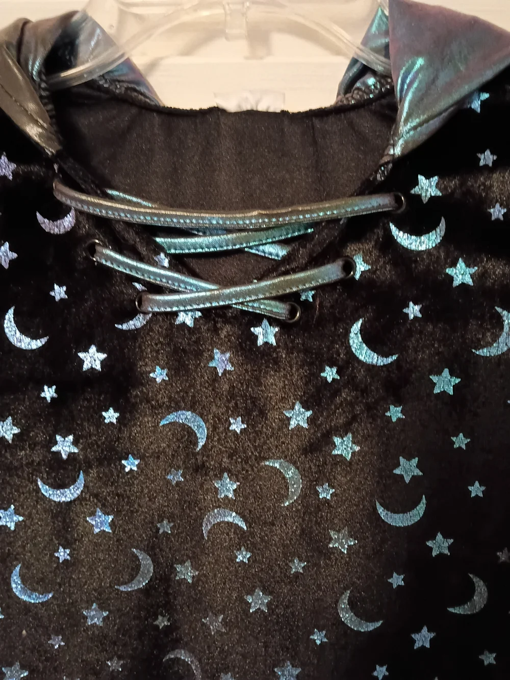 Spirit Black Velvet Moon & Stars Hooded Witch Dress Costume - Picture 8 of 8
